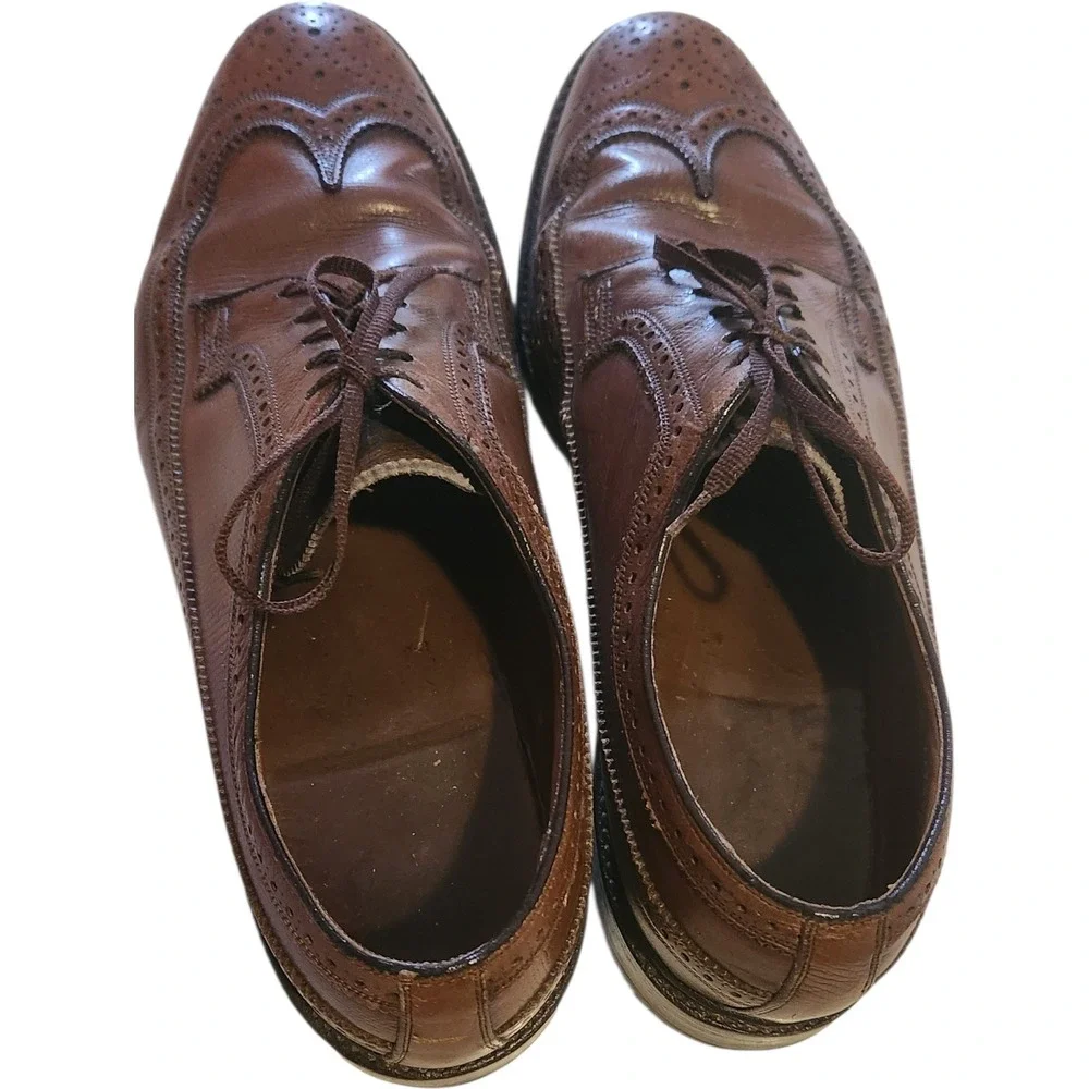 Florsheim Imperial Kenmoor Brown Pebble Grain Longwing Wingtip Shoes Mens 10.5 C